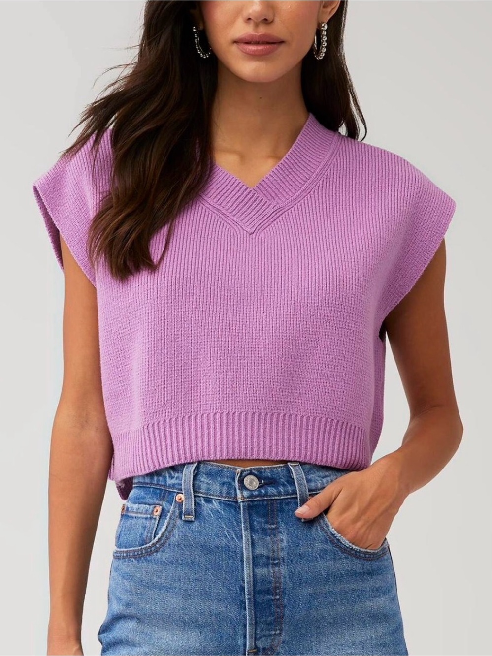 Free People Easy Street Purple Sweater Vest